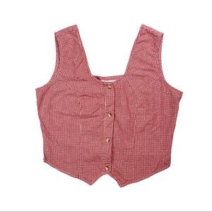 Vintage Red & White Gingham Back Cutout Crop Top